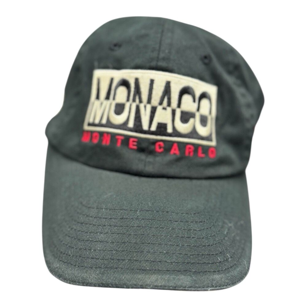 Monaco Monte Carlo Grand Prix Racing Hat Cap Embroidered Logo Adjustable Black